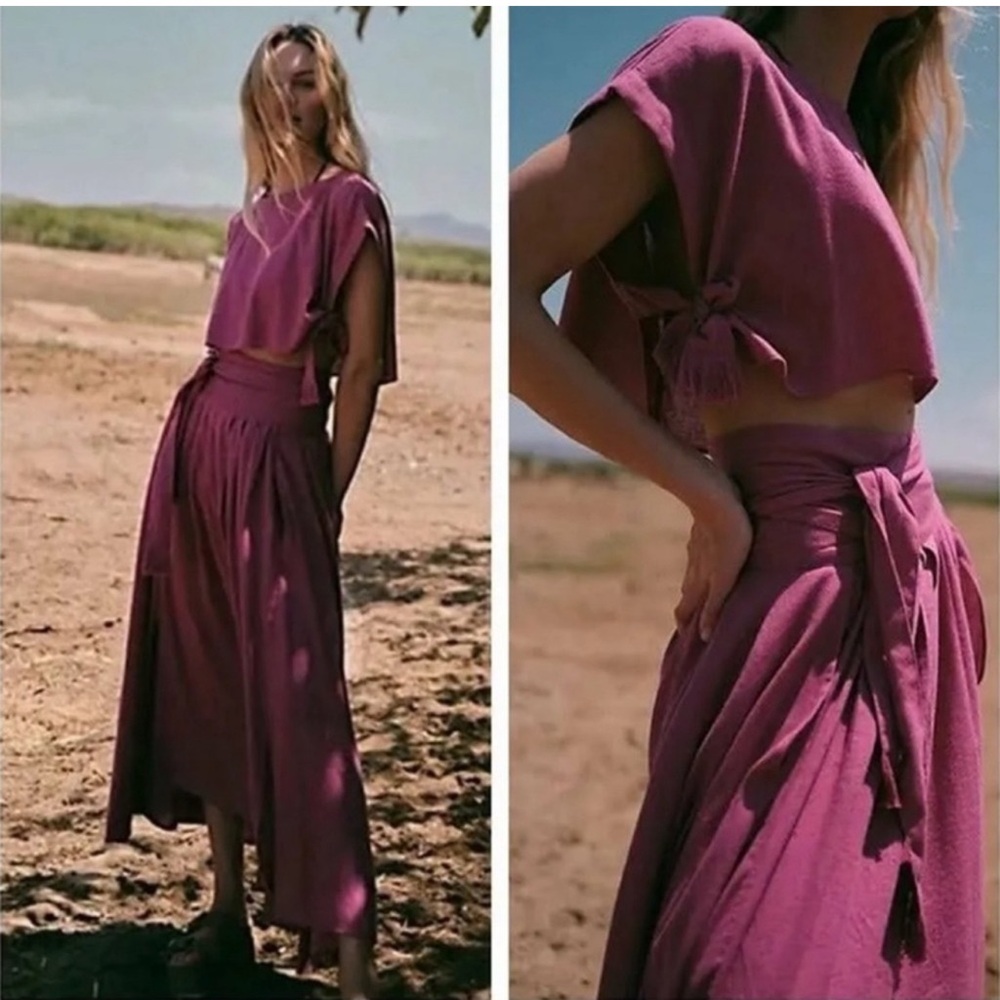 NEW Free People Summer Sunset Skirt Top Set Pink Purple